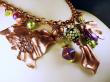 Collier feuilles de cuivre et perles de Murano